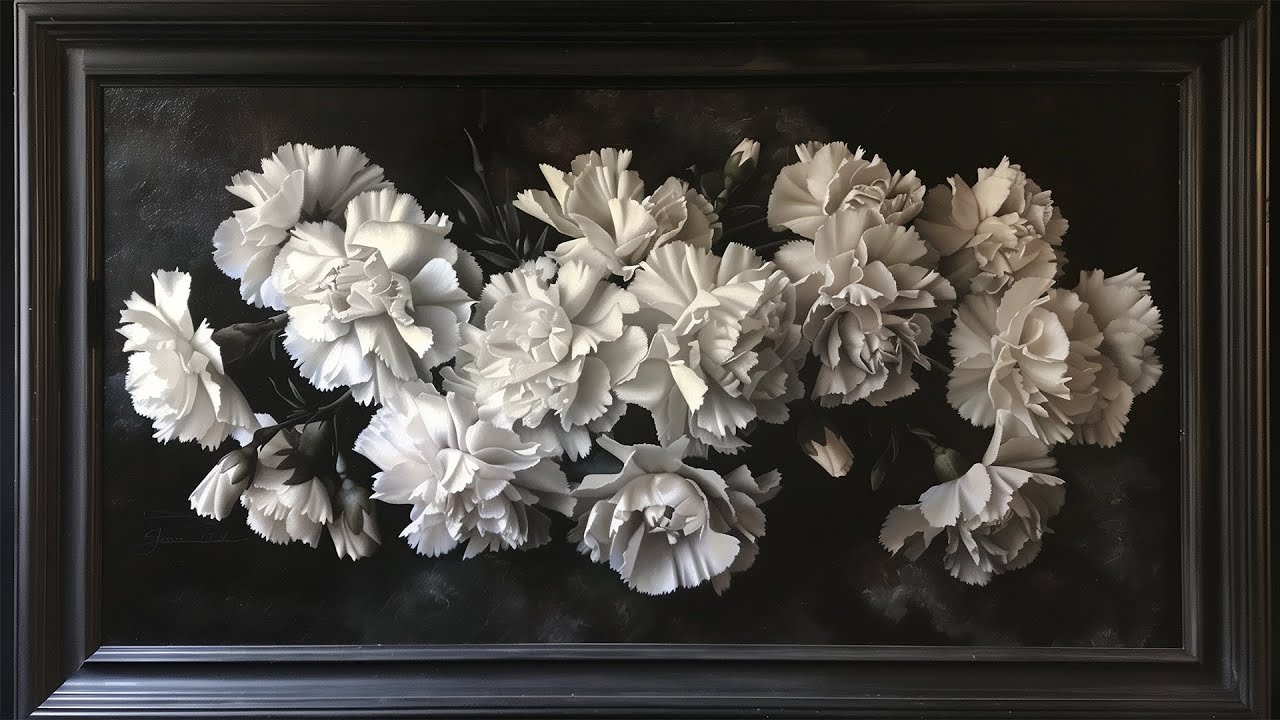 Vintage White Carnations Painting | 4K Frame TV Art | TV wallpaper Art | TV Screensaver Art | 2Hrs