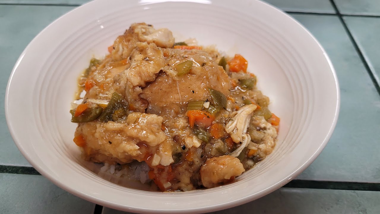 Southern Style Stewed Chicken Made with a Dry Roux-no oil - YouTube