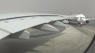 Emirates A380 Pushback, Taxi and Takeoff from Dubai Airport - Aug 2017
