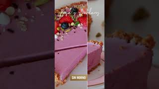 🍓 TARTA DE FRESAS Y ARÁNDANOS 🍓 SIN HORNO 🍰😋 #shorts