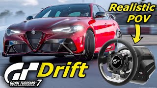 Can You Drift Like That With A Steering Wheel In Gt7? Tgt 2 & T-Lcm Pedals Alfa Romeo Guilia Gtam