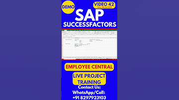 SAP SuccessFactors Employee Central Training Video 42 6th Oct 2024 #sapsuccessfactorstraining