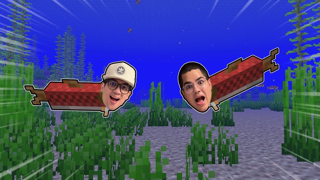 VIRAMOS PEIXES POR UM DIA NO MINECRAFT! (fora d'água?)