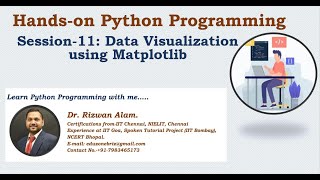 Hands-on Python Programming- Session 11 || By Dr. Rizwan Alam || Data visualization using Matplotlib