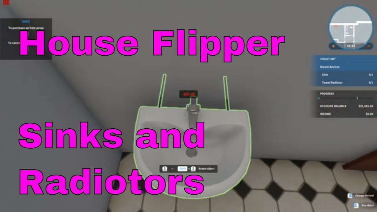 House Flipper gameplay. Sink, towel and regular radiator replacement