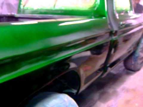 spencer's auto body 76 Ford pickup painted kandy g...