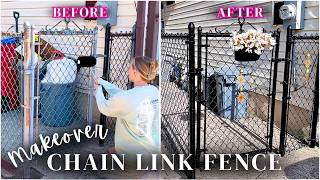 EXTREME MAKEOVER // Painting my Chain Link Fence Black for Spring 🖤🌼