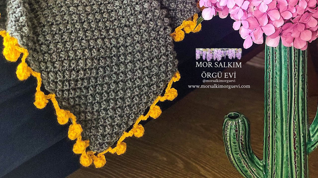 Battaniye kenarına ponpon nasıl yapılır? tığ işi battaniye kenarı tığ modelleri