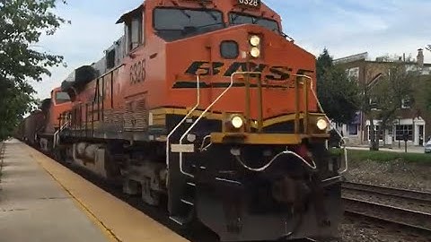 BNSF ES44AC 6328 and 5896 leading open hopper consist via Hinsdale, IL August 28, 2016