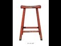 Rustic Orange Red Solid Wood Bar Stool f921