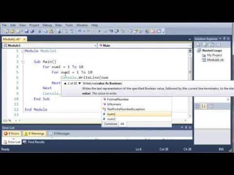 Visual Basic Tutorial   34   Nested Loops ‏