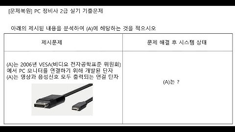 PC 정비사 2급 실기 단답형 문제풀이(DP) #ICQA #PC정비사2급 #DP #Dispay_Port