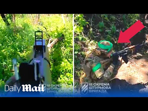 Woman soldier storms Russian trenches near Bakhmut in Ukraine counter attack POV footage