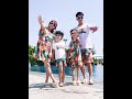 Family Matching Outfits new Set Mother Daughter Shoulder Out Dresses Summer Beach Holiday dad and