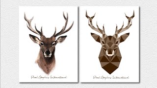 How to Design Low Poly Logos with Adobe Illustrator | Deer Logo | Adobe Illustrator Tutorial #logo