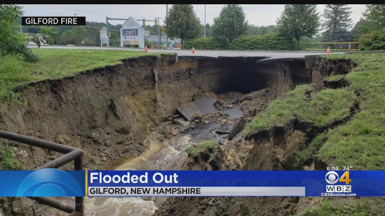Roads Washed Out In New Hampshire Following Heavy Downpours - YouTube