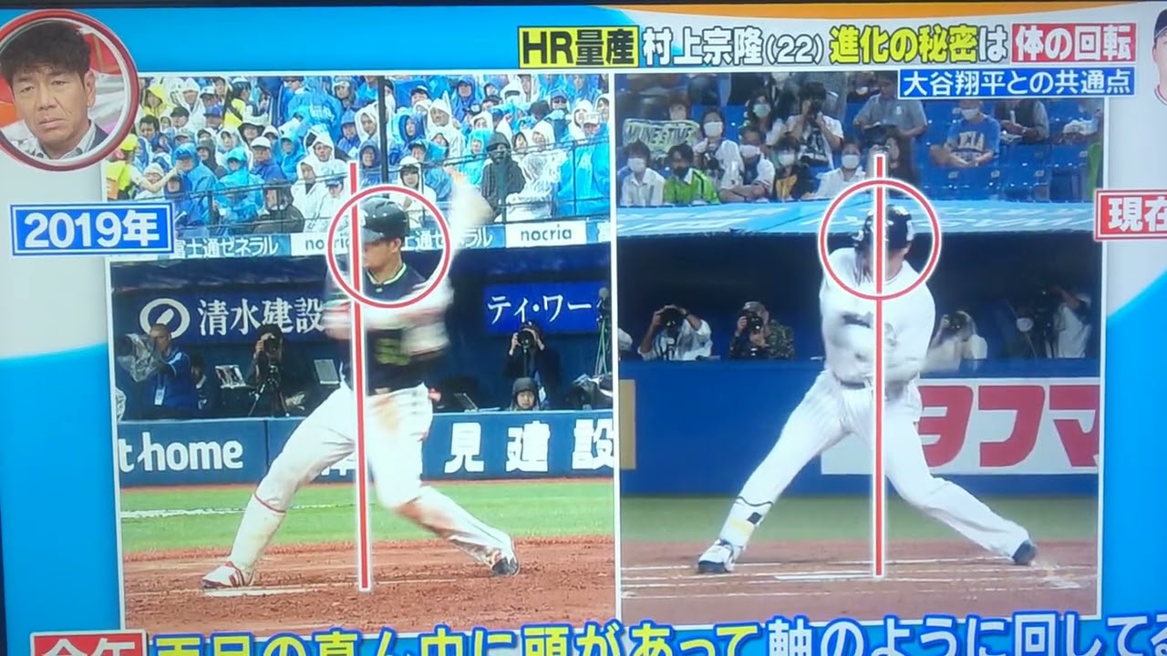 A comparison of batting styles between Yakult's Munetaka Murakami