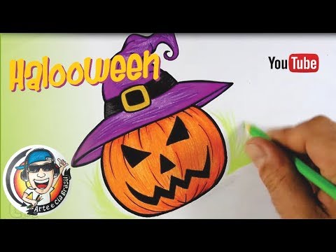 COMO DESENHAR ABÓBORA DE HALLOWEEN 🎃  HOW TO DRAW HALLOWEEN PUMPKIN  COLORINDO E DESENHANDO 