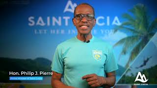 Prime Minister, Hon. Phillip J. Pierre cheering on Saint Lucia Kings at the 2021 Hero CPL Games
