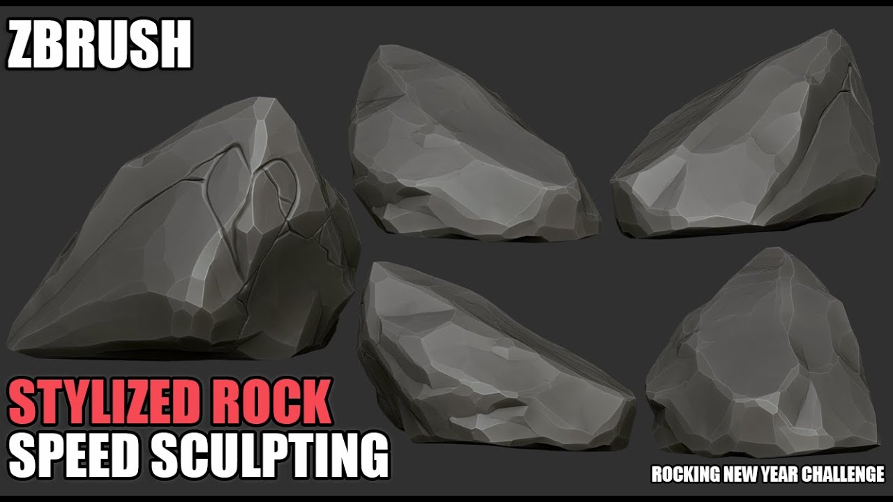 Zbrush Rocks Sculpting Stylized Rocks ZBrush - SpeedSculpt - YouTube
