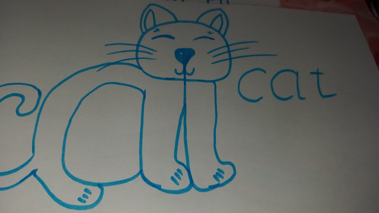 Кошка из слова cat нарисовать