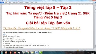 Tiếng Việt lớp 5 trang 21 Tả người | Tập làm văn lớp 5 – VietJack.com