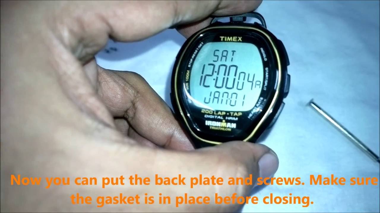 Battery change - Timex Ironman Triathlon 200 Lap Tap Digital Heart Rate  Monitor watch - T5K543