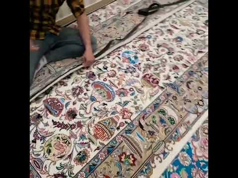 چرم دوزی فرش دستباف طرح کاسه کوزه چرم چرمدوزی فرش دستباف فرش قالیباف دستباف تولیدفرش خریدفرش