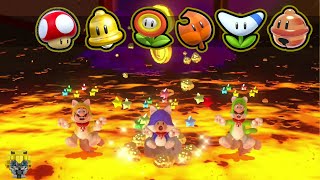 All Character Power Up Suits Falling In Lava - Super Mario 3D World Bowsers Fury 所有角色能力墜入熔岩