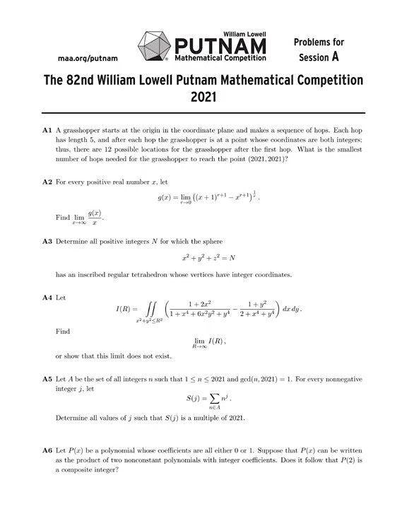 The William Lowell Putnam Mathematical Competition YouTube