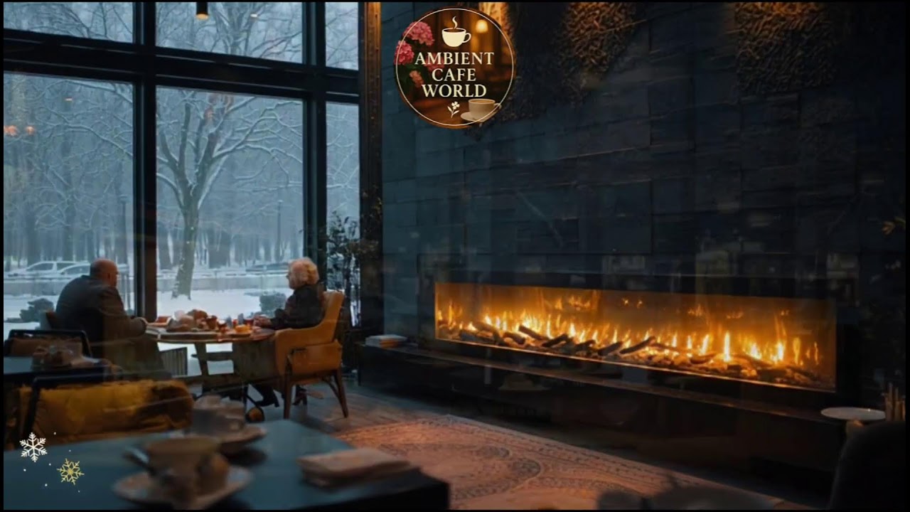 🔴 Good Mood with Smooth Winter Jazz Music ⛄ Outdoor Coffee Shop Ambience & Warm Piano Jazz Music