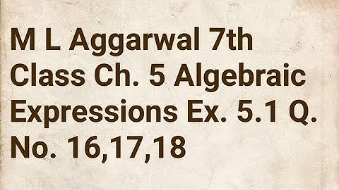 M L Aggarwal 7th class. Ch. 5 Algebraic Expressions Ex. 5.1 Q. No. 16,17,18
