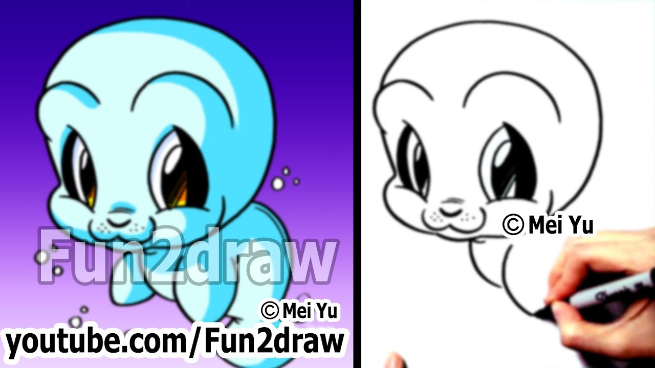 Cute Animals Drawing Tutorial - How to Draw Easy Characters - Manatee (Sea Cow) - Fun2draw