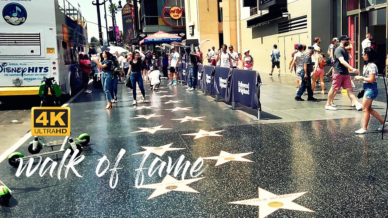 Hollywood Walk of Fame in 4K Los Angeles, California USA || Walking ...