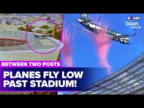 Insane moment planes fly incredibly low past stadium before rugby match | Between Two Posts