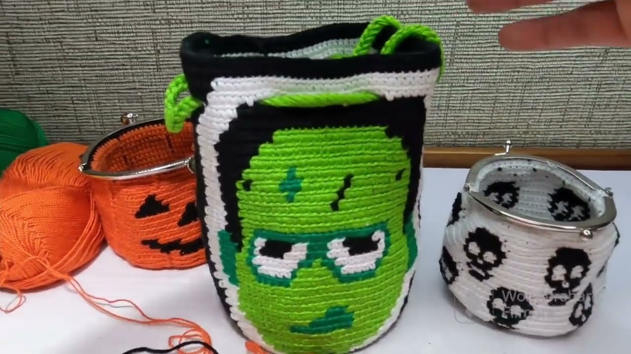 monedero diseño calabaza en crochet facil paso a paso #artesanal #crochet #mochilawayuu