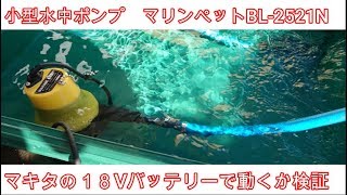 小型水中ポンプマキタのバッテリーで動くか検証