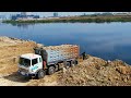 Long Section Working Along Day of Bulldozer Shantui DH17c2 Pushing Soil Big Project into Water
