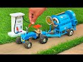 Diy tractor making bulldozer repair train railway | make roads to help farmers | DIY concrete mixer