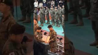 RM and V receiving Certificate after 5 weeks basic training | BTS in military #RM #V #BTS Shorts