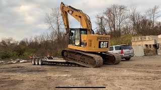 Loading CAT 328DLCR Excavator on Lowboy