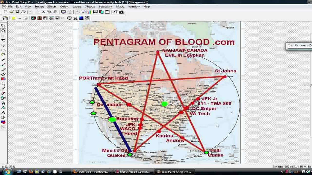Pentagram Of Blood Earthquake And Hurricane Ley Lines Over Usa