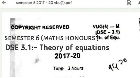 vbu maths semester 6 question paper dse 3 2017-20