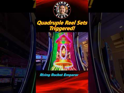 Quadruple Reel Sets Triggered in Rising Rockets Emperor! #shinobislots #shorts #shortfeed