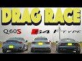 2023 Jaguar F-Type R Dynamic vs Audi S4 vs Infiniti Q60 RS. Unusual Match. Drag and Roll Race.