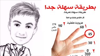 طريقة سهلة لمعرفة الـ sin و cos و tan للزواية المثلثية باصابع اليد | السادس الأعدادي