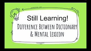 Mental Lexicon Vs Dictionary Difference Psycholinguistics
