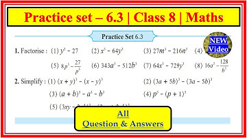 Practice set 6.3 class 8 | Maths | Factorisation of Algebraic Expressions |std 8 | Maharashtra Board