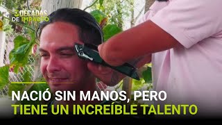 La increíble historia del barbero sin manos con el que muchos quieren sacar una cita
