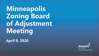 April 9, 2020 Zoning Board of Adjustment